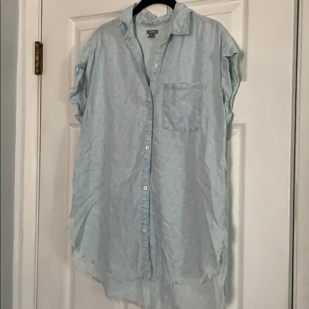 Short Sleeve, Light Denim Colored, Button Up Top